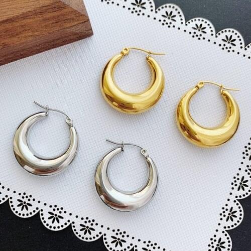 Copper Gold Round Earrings For Women Fashion Silver Colour Circle Earrings No-Fading Hoop Earrings Jewelry