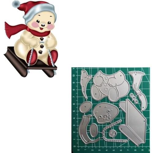 JMCRAFT Little Bear Rides A Pulley Car Metal Cutting Dies DIY Scrapbook Handmade Paper Craft Metal Steel Template Dies