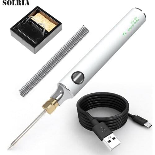 8W Low Soldering Kit Mini Electric Soldering Iron Voltage Portable USB Soldering Iron Outdoor Aerial Work with Solder Stand