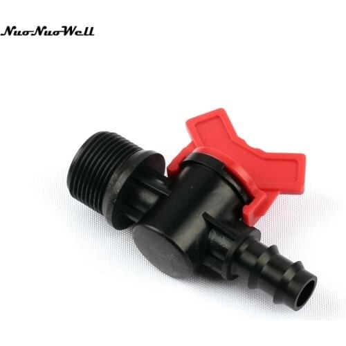 2pcs NuoNuoWell 3/4" Male Thread Valve to 16mm Hose Barb Connector Garden Plant Veg Watering Micro Irrigation System Fittings