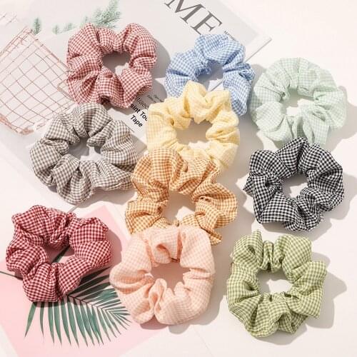 2020 New Scrunchie Band 10pcs/lot Plaid Hair Scrunchies Pack Bulk Sale Brand Quality VSCO Girls Hairbands Set