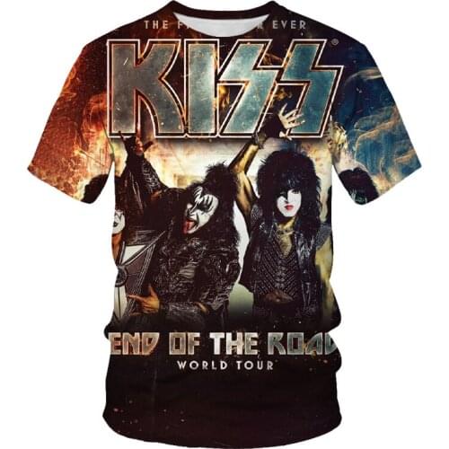 2021 summer new mens T-shirt band guitar fashion printing Harajuku O-neck fashion casual men and women couples the same T-shirt