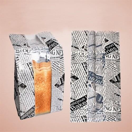 Disposable Toast Newspaper Packing Hand Torn Bread Window-Open Parcel Bakery Oil-Absorbing Paper Food Grade Nontoxic 50/100pcs