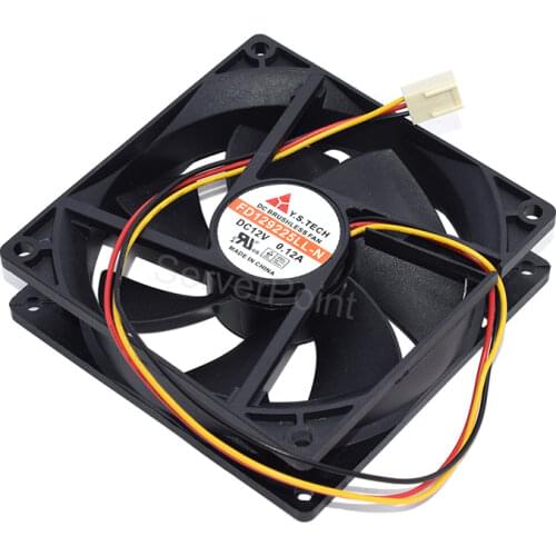 Original for Y.S TECH FD129225LL-N DC 12V 0.12A 90x90x25mm 3-Wire Server Cooling Fan