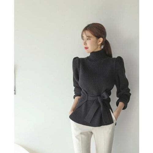 2019 Autumn Winter Women Pullovers And Sweaters Knitted Elasticity Casual Jumper Fashion Turtleneck Warm Female Sweaters GD156