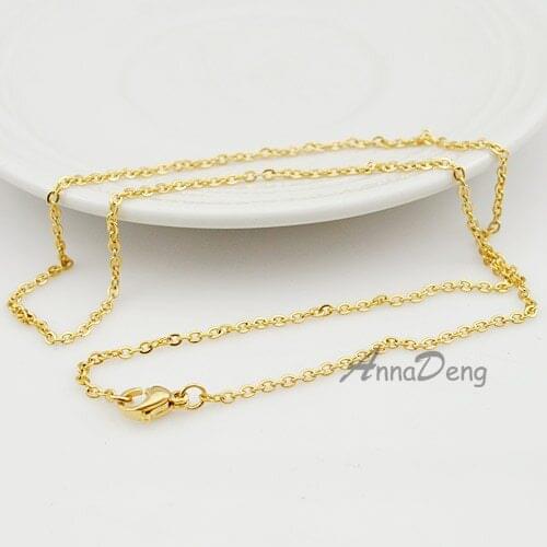 Stainless Steel Gold Color Chain Necklace Jewelry Accessories 2018, 2mm width, for men or women, AN322