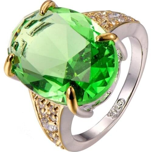 Peridot White Crystal Zircon 925 sterling silver Ring Size 6 7 8 9 10 F1304