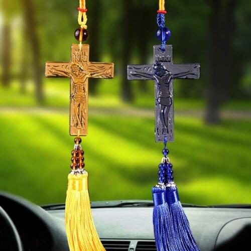 Christian Jesus Car Car Pendant Cross Glass Car Accessories Christmas Ornaments Home Decoration