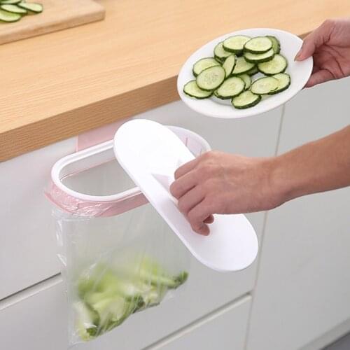 Portable 1pc Plastic Garbage Hanging Bag Kitchen Trash Storage Rack Bag Hook Scouring Pad Dry Shelf Holder Kitchen Organzier
