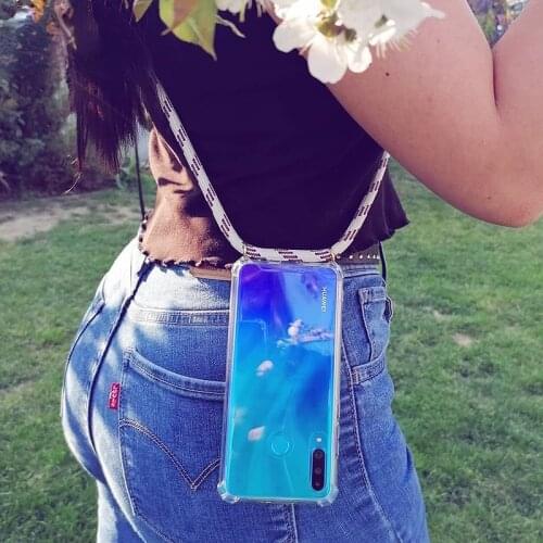 Clear Case With Crossbody Lanyard Rope For Huawei P40 Pro P30 P20 Lite 40 P Smart Z 2019 Phone Bag Shoulder Strap Necklace Cover