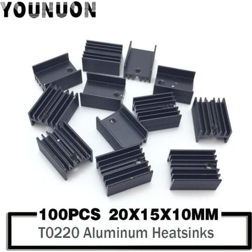 100PCS YOUNUON 20x15x11mm T0220 Transistor Heat Sink Cooler Radiator Cooling Aluminum Heatsink Cooler