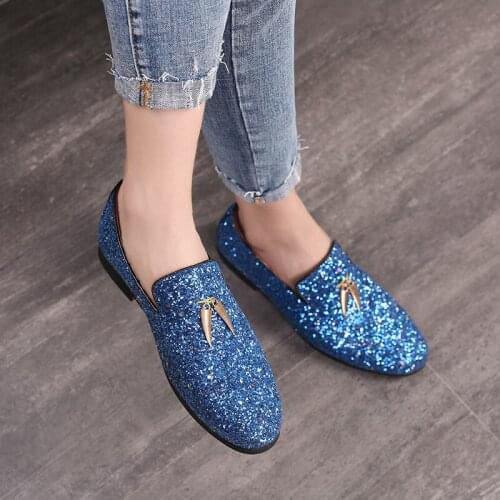 Luxury Men Loafers Shoes Slip On Moccasins Plus Size 38-48 Glitters Bling Stylish Flats Shoes Man Party Shoes