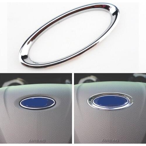Steering Wheel for Ford Focus ABS Chrome Trim Cover Logos Ring 2 3 MK2 MK3 MK4Kuga Fiesta Ecosport Fusion Auto Accessorie