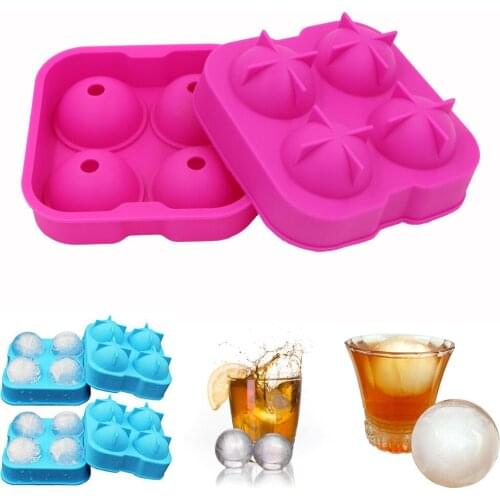 Dia 4.5CM Silicone Ice Cube Maker Flexible Freeze Whiskey Ice Moldes De Silicona Sphere Round Ice Ball Mold Ice Tray Party Bar