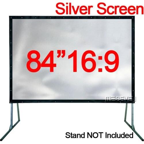 3D Silver Projection Screen 84 Inches 16:9 Soft PVC with Metallic Coatings Material Foldable Wall Mounted