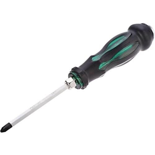 Uxcell PH2 Magnetic Impact Screwdriver 4" Hex Shaft Black+Green Handle with Strike Cap