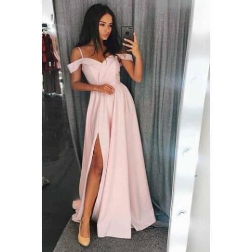 Off the shoulder Evening Dresses with slit sexy formal dress for graduation party gown 2019 Prom Dresses Robe De Soiree