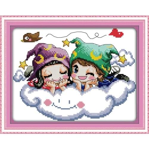 Everlasting Love Magic Angel Chinese Cross Stitch Kits Ecological Cotton Stampted Printed 11CT 14 DIY Gift Christmas Decoration