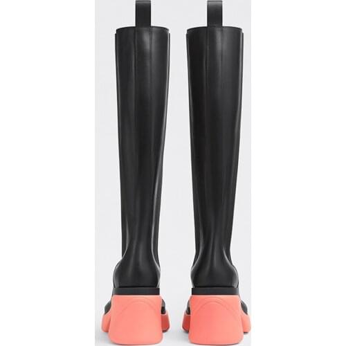 MUMANI New 2021 Woman‘s Knee High Chelsea Boots Super High Heels British Genuine Leather High Square Heel Platform Knight Boots