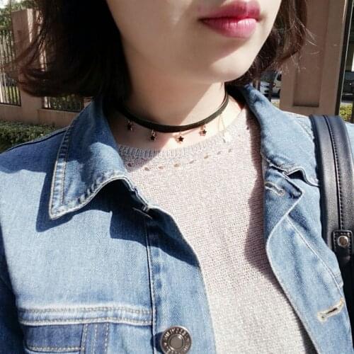 Women Choker Necklace Retro Fashion Little Star Velvet Choker Charm Necklace