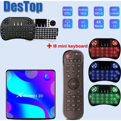 1PC X88 PRO 10 TV Box Android 10.0 4GB 32GB 64GB Rockchip RK3318 4K 1080P Google Store Support Netflix Youtube Set Top Box