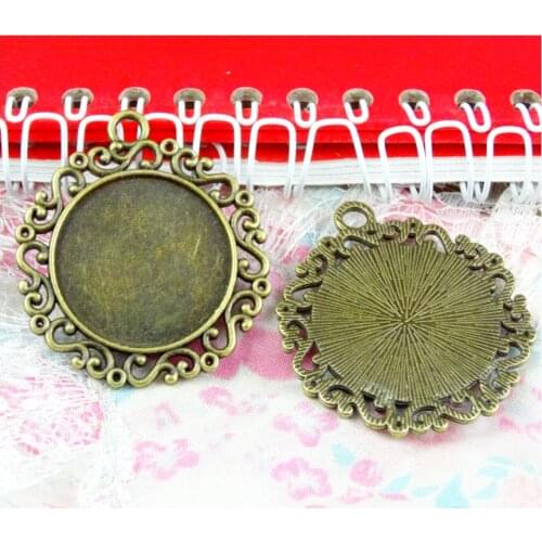 10pcs 25mm Inner Size Antique Bronze Plated Blank Base Setting Tray Pendants Diy Accessories