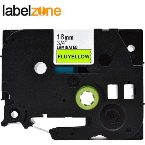 18mm tzeC41 black on fluoyellow label tape Compatible Brother p-touch printers tze tape laminated tze-C41 tzeC41 tzC41 tzeC41