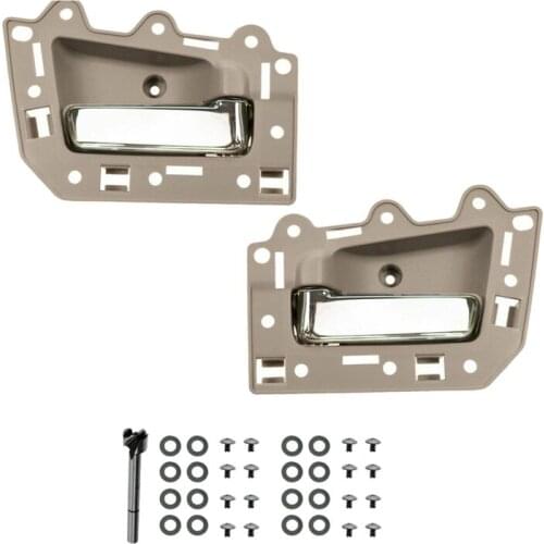 2Pcs Front Left & Right Inside Interior Door Handle Set for 2005-2011 Jeep Grand Cherokee Beige & Chrome