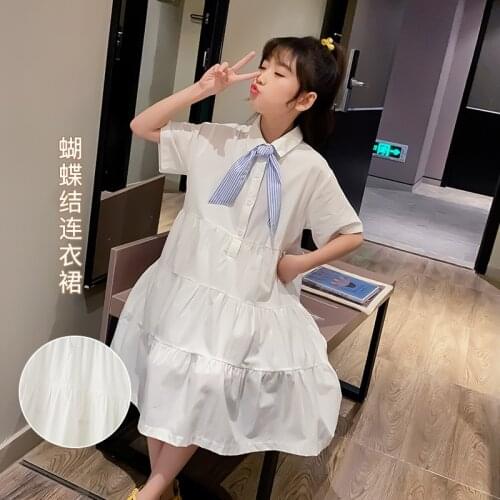 2021 Girl Dress Summer Kids Dresses for Girls Elegant Short Sleeve Princess Costume 4 6 8 10 12 14 16Y Childrens Clothing