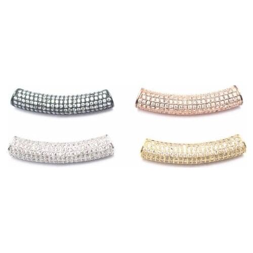 6.5*32mm tube crystal micro pave cz zircon cubic zirconia beads copper silver gold plated bracelet accessories erf232