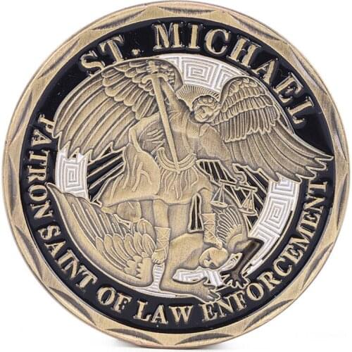 1pc Bronze Police Officer ST Michael Patron Saint of Law Enforcement Challenge Coin United State Coin