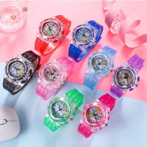 1PCs Luminous Cartoon Flash Light Kids Watch for Boys Rubber Strap Cute Princess Children Girls Watches with Light Watches Kids