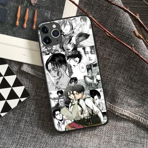 Mikasa and Levi Attack on Titan Anime Soft Silicon Glass Phone Case for IPhone SE 6s 7 8 Plus X Xr Xs 11 12 Mini Pro Max Samsung