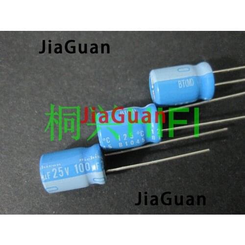 20pcs NICHICON BT 25V100UF 8X11.5MM electrolytic capacitor bt 125 degrees 100uF/25v military industrial capacitor 100UF 25V