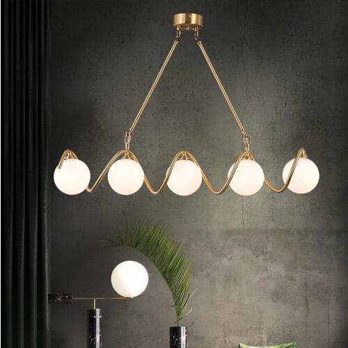 YOOGEE Nordic Simple Dimmer Design Rectangle Chandelier for Dining Room Glass Ball Kitchen Lsland Lights Cooper