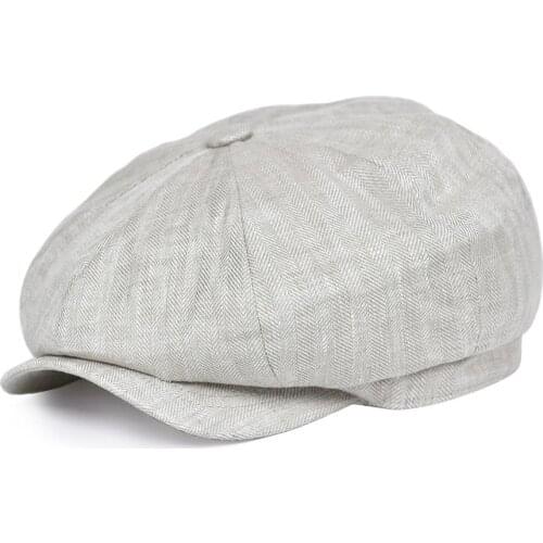BOTVELA Herringbone Linen Newsboy Cap Men Summer Women Bakerboy Caps Breathable Flat Hat Apple Beret Hats 007