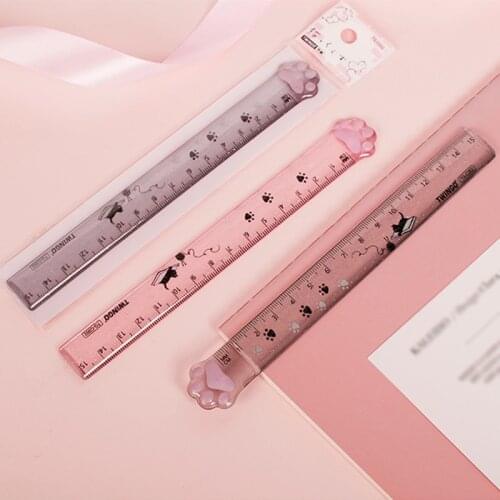 Cute Kitten Cat Paw Straight Rulers Kawaii Stationery Funny Drawing Korean Office School Measuring Draw Prize Gift for Student