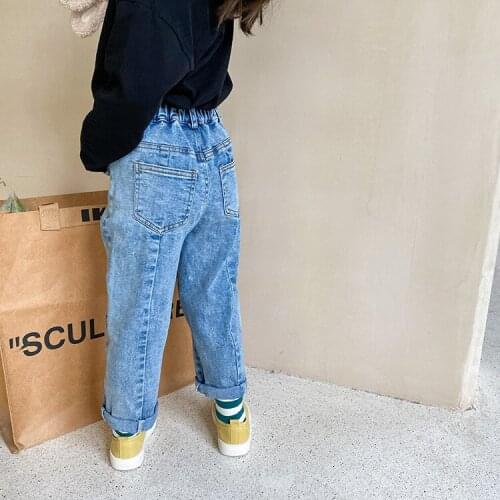 2021 Baby Girl Fashion Jeans Spring Summer Children Long Pants Solid Color Casual Wear Trousers Girls Fashion Clothes