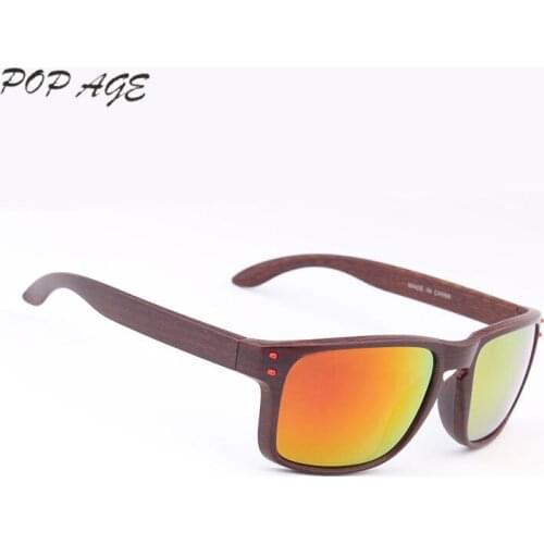 POP AGE Designer Sunglasses with Box and Logo 2016 Cat3 UV400 Classic Fake Wood Sunglasses Men Fashion Accessory GB1007