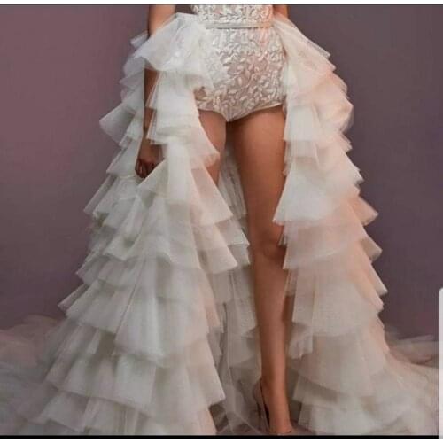 Only Sell Detachable Overskirt Ruffles Tulle Birthday Gowns Photo Shoot Overlay Tiered Tulle Skirt For Women Bridal Skirt Long