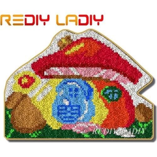 Latch Hook Rug Kits Mushroom House Crocheting Carpet Rug 100% Acrylic Yarn Cushion Mat DIY Carpet Rug Home Decor Arts & Crafts