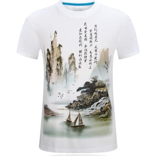 2021 New Chinese Style 3d Short Sleeved T-shirt Summer Simple White Plus Size S-6xl Loose Men Sports Tops Tide Free Shipping