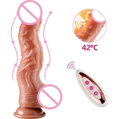 New Wireless Remote Automatic Telescopic Heating Dildo Vibrator G-spot Massage Huge Realistic Penis Vibrator Sex Toys For Women