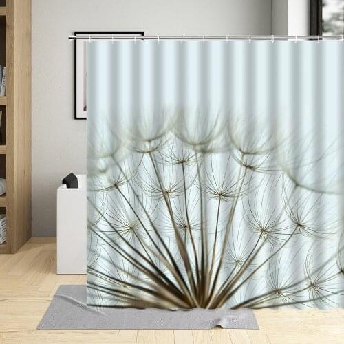 Dandelion Flowers Shower Curtain Band Water Droplets Natural Landscape Bathroom Home Decorative Cloth With Hook Washable Fabric