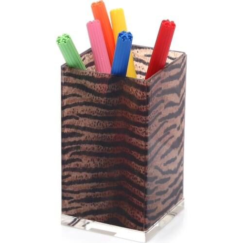 KIR70317D3 SIA Pencil Holder Striped Leopard Pattern Office Gadget 6x6x12cm 300ml