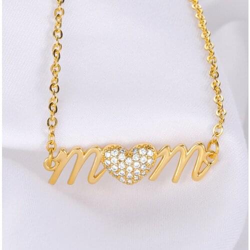 Romantic MOM Necklace for women Heart Pendant Jewelry 2021 Stainless Steel Chain Choker Neck Best Mother'day Gift Accessories