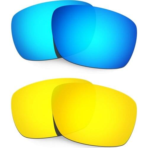 HKUCO Polarized Replacement Lenses For Tinfoil Carbon Sunglasses Blue/Gold 2 Pairs