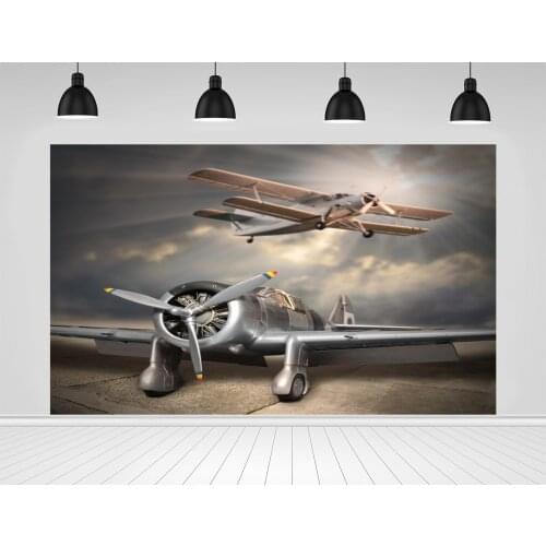 Scopiso Plane Take Off Land Cloudy Sunshine Airport Sky Child Portrait Backgrounds Photographic Backdrops For Photo Studio Props