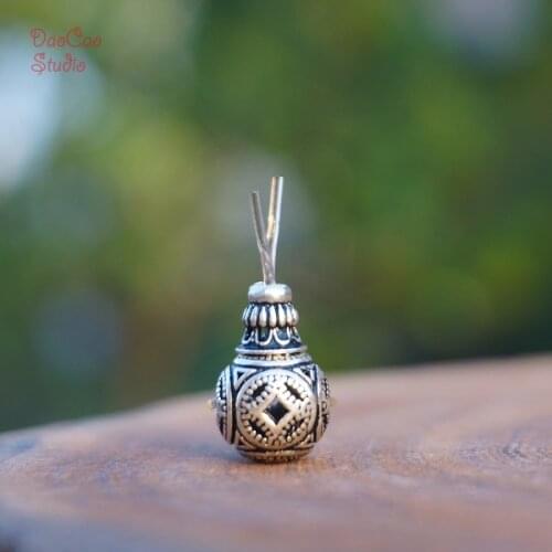 10mm Silver Guru Beads Ring with Hole Loose Mala Beads Japa Beads Bracelet Pendant Earrings Jewelry Findings DIY