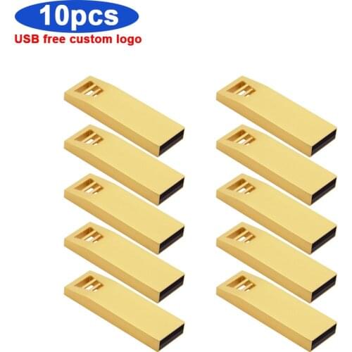 Waterproof metal 10pcs logo free USB 2.0 Flash Drive Metal Pen Drive 128gb 4GB 8GB 16GB 32GB 64GB Pendrive USB Stick Flash Drive